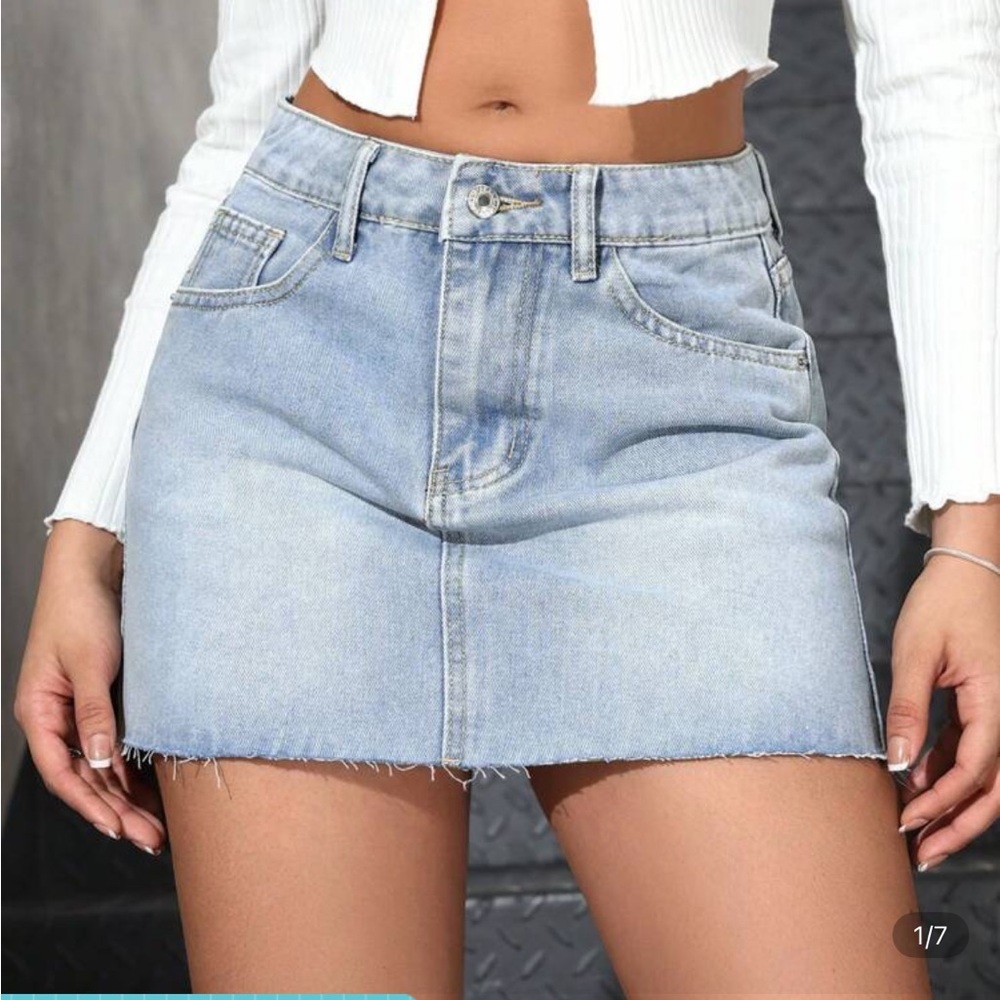 Light Blue Denim Mini Skirt